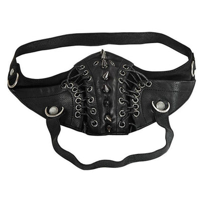 Gothic Pu Leather Steampunk Black Women Rivet Masks Personality Street Half Face Wear Wind Dust Munth Protection Free Size