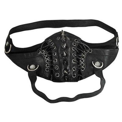 Gothic Pu Leather Steampunk Black Women Rivet Masks Personality Street Half Face Wear Wind Dust Munth Protection Free Size