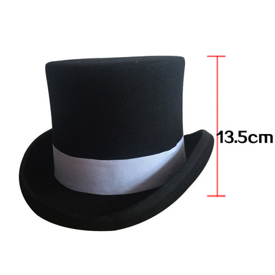 4.5 inch and 7 inch  Wool Felt Top Hat with grey grosgrain/ Victorian Steampunk Hat / Cylinder Hat/ Stove pipe Hat /Topper