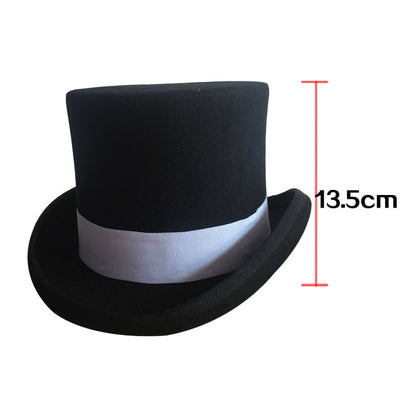 4.5 inch and 7 inch  Wool Felt Top Hat with grey grosgrain/ Victorian Steampunk Hat / Cylinder Hat/ Stove pipe Hat /Topper