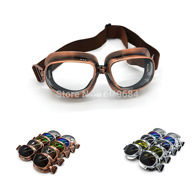 2017 Retro WWII Motorcycle Goggles Lunette Moto Aviateur Vintage Glasses Silver/Copper