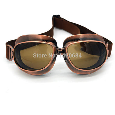 2017 Retro WWII Motorcycle Goggles Lunette Moto Aviateur Vintage Glasses Silver/Copper