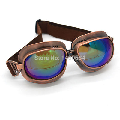 2017 Retro WWII Motorcycle Goggles Lunette Moto Aviateur Vintage Glasses Silver/Copper