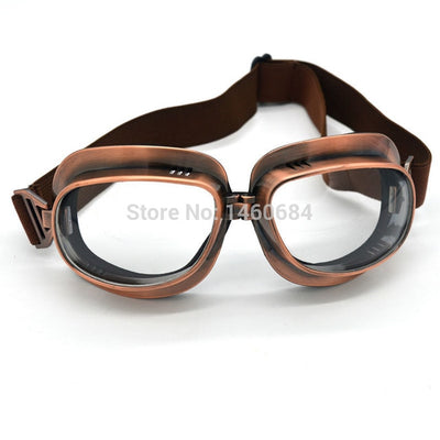 2017 Retro WWII Motorcycle Goggles Lunette Moto Aviateur Vintage Glasses Silver/Copper