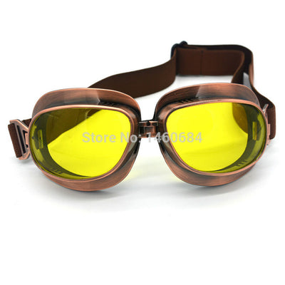 2017 Retro WWII Motorcycle Goggles Lunette Moto Aviateur Vintage Glasses Silver/Copper