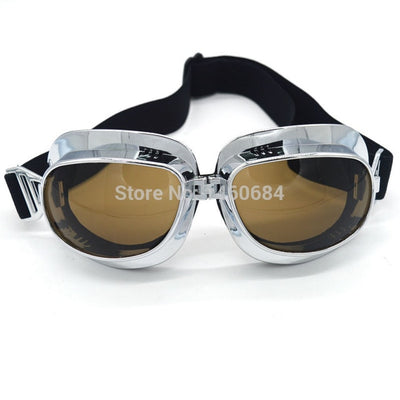 2017 Retro WWII Motorcycle Goggles Lunette Moto Aviateur Vintage Glasses Silver/Copper