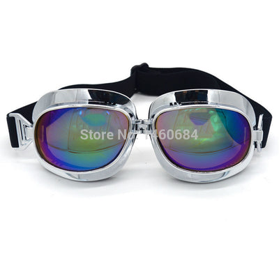 2017 Retro WWII Motorcycle Goggles Lunette Moto Aviateur Vintage Glasses Silver/Copper