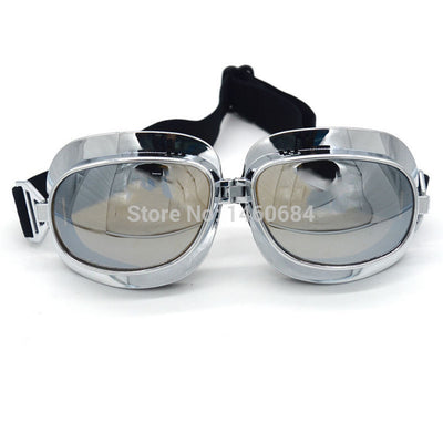 2017 Retro WWII Motorcycle Goggles Lunette Moto Aviateur Vintage Glasses Silver/Copper