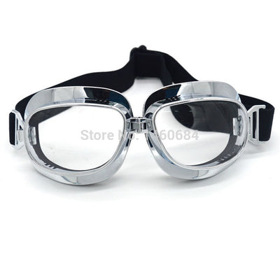 2017 Retro WWII Motorcycle Goggles Lunette Moto Aviateur Vintage Glasses Silver/Copper