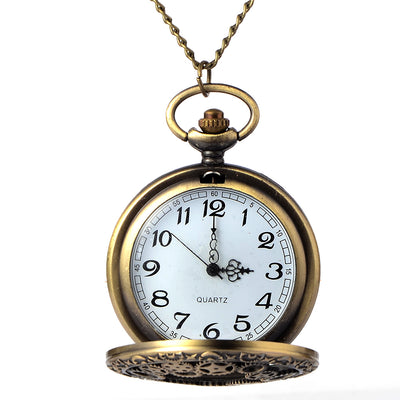 Relogio Retro Bronze Quartz Pocket Watch steampunk Clock Watches with Gear Hollow Necklace watches Mens Womens Christmas Gifts