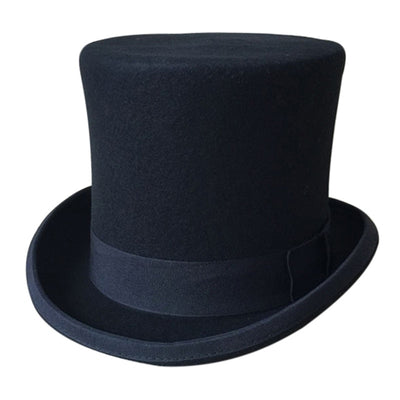 Black Men Woolen Fedora Hat Flat Mad Hatter Top Hat Traditional President Party Hat Steampunk Magic Hat Packaging With Box