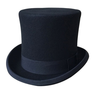 Black Men Woolen Fedora Hat Flat Mad Hatter Top Hat Traditional President Party Hat Steampunk Magic Hat Packaging With Box