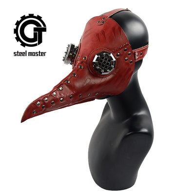 Steampunk New Upgrade Faux Leather Plague Doctor Masks Cosplay White And Black Bird Long Beak Masks Halloween Carnival Costumes