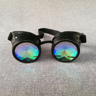 WESHION Kaleidoscope Sunglasses Women Men Oculos Goggles Sandstorm Steampunk 2018 Catwalk  Dazzle Artificial Lens Gothic Round