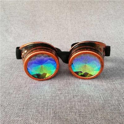 WESHION Kaleidoscope Sunglasses Women Men Oculos Goggles Sandstorm Steampunk 2018 Catwalk  Dazzle Artificial Lens Gothic Round