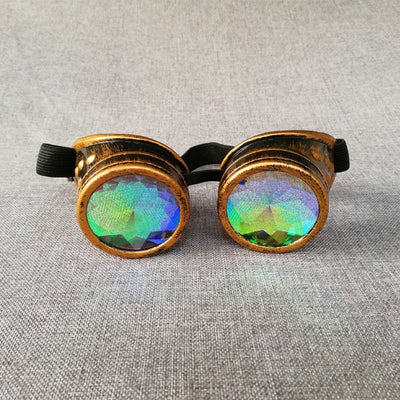 WESHION Kaleidoscope Sunglasses Women Men Oculos Goggles Sandstorm Steampunk 2018 Catwalk  Dazzle Artificial Lens Gothic Round