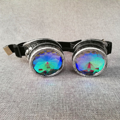 WESHION Kaleidoscope Sunglasses Women Men Oculos Goggles Sandstorm Steampunk 2018 Catwalk  Dazzle Artificial Lens Gothic Round