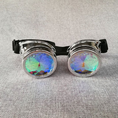 WESHION Kaleidoscope Sunglasses Women Men Oculos Goggles Sandstorm Steampunk 2018 Catwalk  Dazzle Artificial Lens Gothic Round