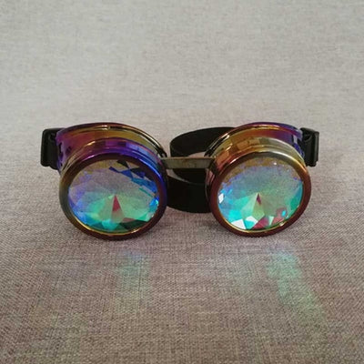 WESHION Kaleidoscope Sunglasses Women Men Oculos Goggles Sandstorm Steampunk 2018 Catwalk  Dazzle Artificial Lens Gothic Round