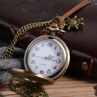 Steampunk Bronze Quartz Pocket Watch Vintage Roman Numerals Clock Men Women's Necklace Chain Pendant  Fob Watch Relogio De Bolso