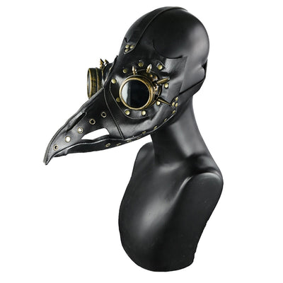 Steam Punk Gothic Unisex Mask Dark Plague Doctor Bird Mask Halloween  Black Leather Masks For Costumes