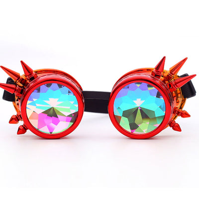 FLORATA Kaleidoscope Colorful Glasses Rave Festival Party EDM Sunglasses Diffracted Lens Steampunk Goggles