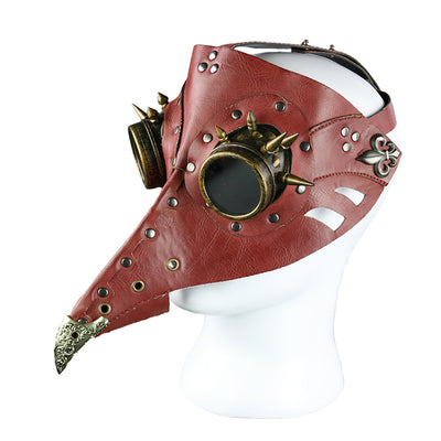 Steam Punk Gothic Unisex Mask Dark Plague Doctor Bird Mask Halloween Red Leather Masks For Costumes