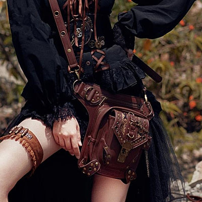 2018 new Women Men Waist bag multi-function female shoulder Steampunk retro slanting single Men women PU leather pockets bags