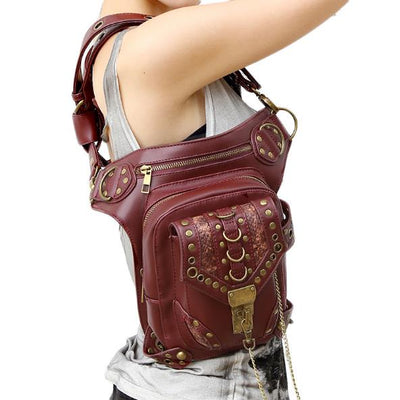 2018 new Women Men Waist bag multi-function female shoulder Steampunk retro slanting single Men women PU leather pockets bags